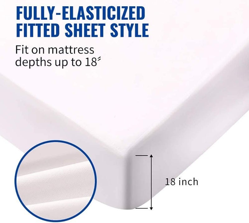 Mecerock 6 Colors Navy Blue King Size Waterproof Mattress Protector Washable Mattress Cover Fitted to 18" Deep - Image 3